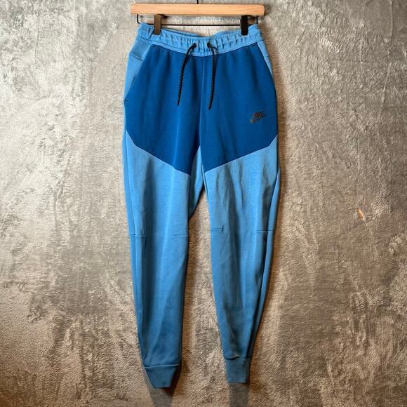 Nike Tech Fleece Jogger Sweatpants Mens‎ Sz XS Blue Athletic Athleisure Comfort - Picture 1 of 9